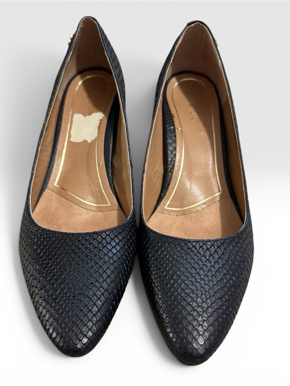 Vionic Black Snake Embossed Leather Pumps Women’s 9 Comfort Block Heel EU 41